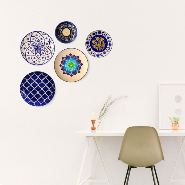 Blue Pottery Wall Plate Set | Home Decor & Gift | buy online India